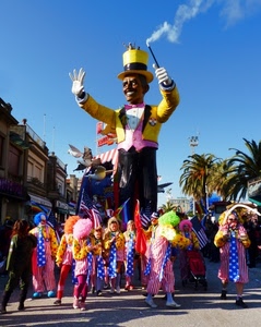 carnevale, colori, maschere, carro, palme, costumi, gente, cielo, sfilata, pupazzo, parrucche, alberi