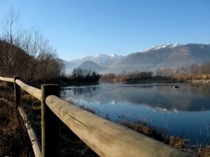 lago, staccionata, montagna, riflesso, montagne, acqua, legno, panorama, neve