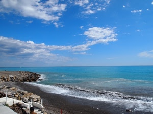 mare, nuvole, onde, cielo, spiaggia, scogli, azzurro