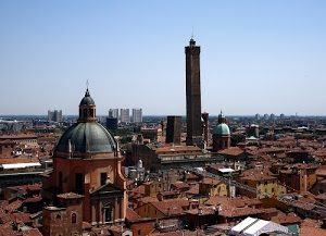 tetti, cielo, case, panorama, cupole, torre, città, cupola, azzurro, chiesa, torri, bologna, asinelli, palazzi, finestre, grattacieli, garisenda