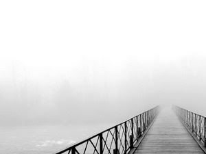 nebbia, acqua, ponte, bianconero, fiume, ringhiera, legno, prospettiva, pontile, passerella, ringhiere