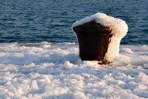 mare, neve, ghiaccio, bianco, acqua, inverno, azzurro, ruggine, bitta