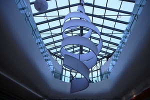 spirale, vetri, bianco, struttura, soffitto, sfera, vetro, moderno, vetrata, vetrate, interno, lucernario