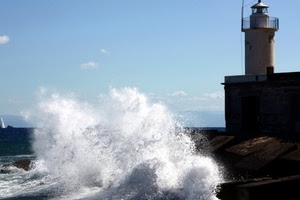 faro, mare, onda, cielo, schiuma, acqua, onde, spruzzi