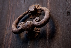 legno, ferro, ruggine, batacchio, porta, maniglia, battiporta, battente, marrone, curve, metallo