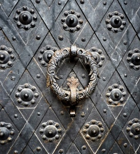 batacchio, ferro, portone, cerchio, antico, rombi, battacchio, metallo, decorazioni, battiporta