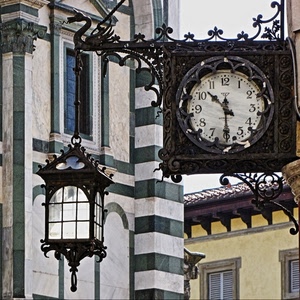 orologio, numeri, lampione, lancette, finestre, ferro, lanterna