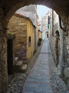 vicolo, arco, paese, scale, ciottoli, salita, stretto, scalini, case, selciato