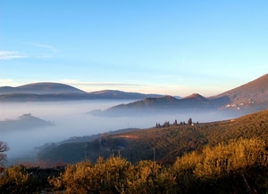 nebbia, colline, alberi, panorama, cielo, foschia, montagna, nuvole