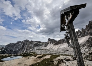 nuvole, lago, crocifisso, croce, montagna, cielo, montagne, acqua, ghiacciaio, panorama, paesaggio, ghiaccio, legno, neve