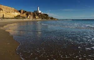 mare, spiaggia, faro, acqua, sabbia, rocce, azzurro