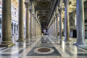 colonne, marmo, prospettiva, pavimento, soffitto, chiesa, navata, marmi, interno