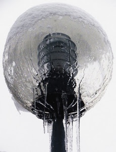 lampione, ghiaccio, sfera, lampada, vetro, acqua, ghiaccioli, neve, luce