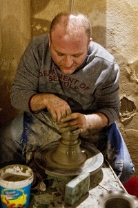 mani, artigiano, argilla, uomo, tornio, vaso, artigianato, lavoro, marrone, vasaio