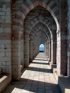 archi, ombre, portico, prospettiva, pietra, ombra, bicolore, portici, colonne
