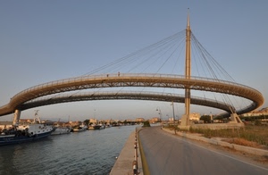 ponte, curve, fiume, acqua, strada, barche, canale, curva