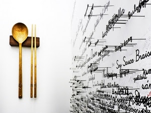 scritte, cucchiaio, bacchette, bastoncini, legno, oro, utensili, expo, posate, bianco