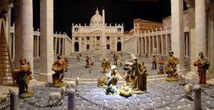 presepe, statuine, chiesa, vaticano, natività, colonne, madonna, statue, piazza
