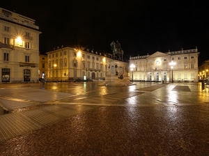 piazza, luci, monumento, notte, statua, lampioni, notturno, palazzi