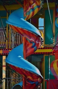 spirale, colori, scivolo, azzurro, rosso, giochi, ringhiera, celeste, multicolore