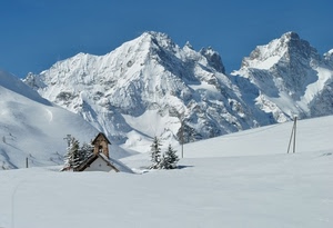 neve, bianco, inverno, montagne, alberi, montagna, chiesetta, tetto