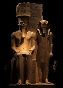 statue, museo, nero, egitto, faraone, faraoni, pietra, egizi, sculture, seduto, geroglifici, due, copricapo, egizie, marrone, luci, antichità