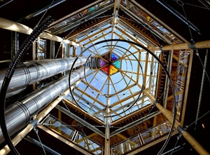 tubi, spirale, cielo, prospettiva, colori, nero, metallo, geometrie, vetro, alto, azzurro, esagono, torre