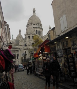 chiesa, strada, cupole, persone, negozi, auto, parigi, cupola, passanti, tende, souvenir, cielo, cappelli, luci, città, insegna, finestre