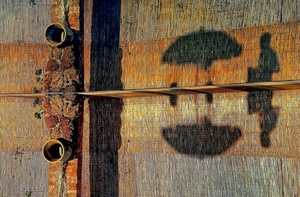 ombrello, ombre, riflesso, persona, muro, ombrellone, doppio, ombrelli, marrone, canne, arancione, due