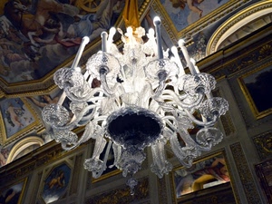 lampadario, vetro, affreschi, cristallo, soffitto, bianco, candele, lampadine, luci, salone, lampade, palazzo, luce, archi, interno, oro