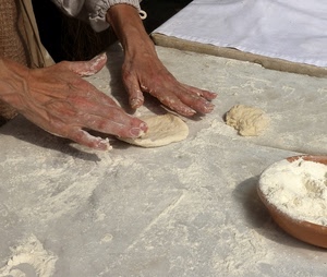 farina, mani, pasta, dita, ciotola, impasto, pane